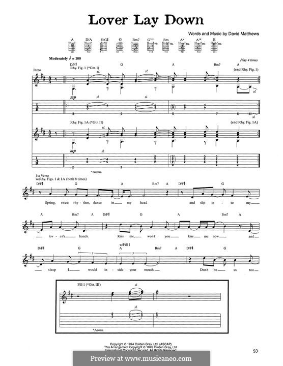 Lover Lay Down: For guitar with tab by David J. Matthews