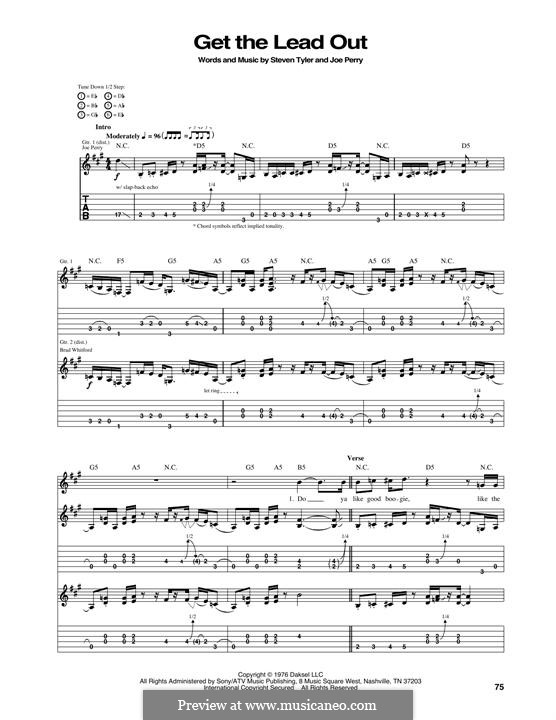 Get the Lead Out (Aerosmith): For guitar with tab by Joe Perry, Steven Tyler