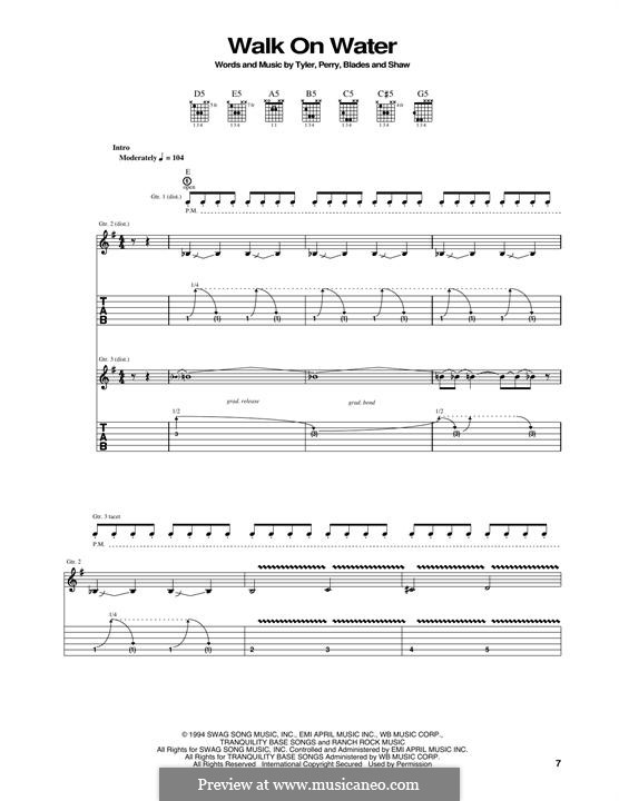 Walk on Water (Aerosmith): For guitar with tab by Joe Perry, Steven Tyler, Tommy Shaw, Jack Blades