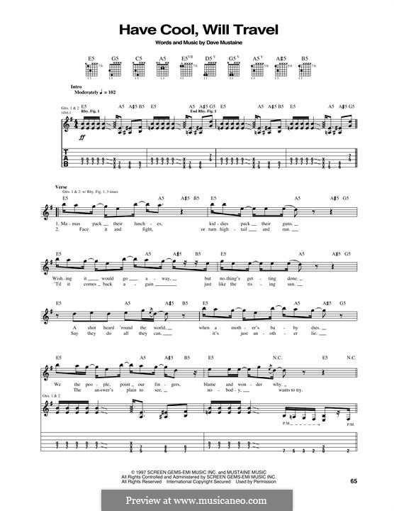 Have Cool, Will Travel (Megadeth): For guitar with tab by Dave Mustaine