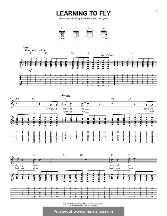 Learning to Fly (Tom Petty And The Heartbreakers): For guitar with tab by Jeff Lynne