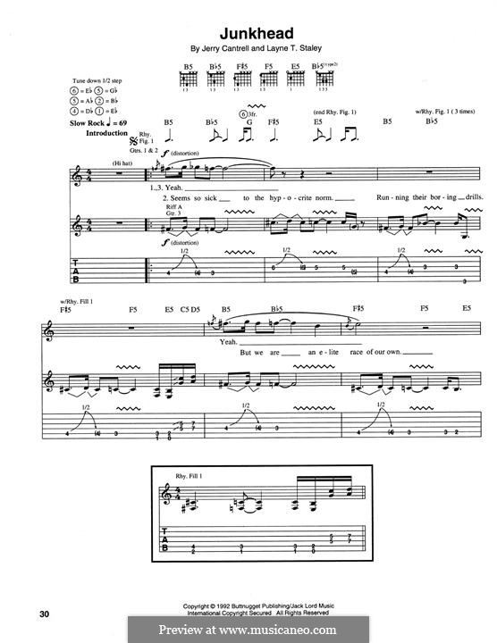 Junkhead (Alice in Chains): For guitar with tab by Jerry Cantrell, Layne Staley