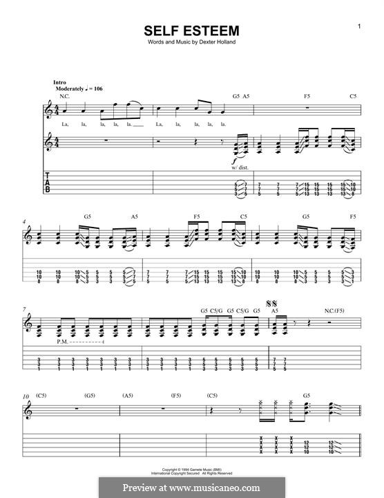 Self Esteem (The Offspring): For guitar with tab by Dexter Holland