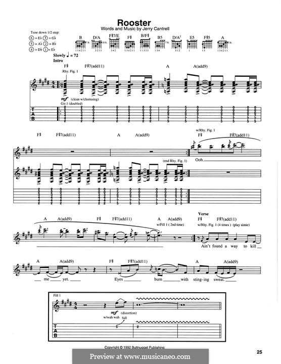 Rooster (Alice in Chains): For guitar with tab by Jerry Cantrell