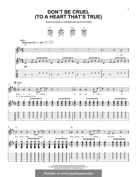 Don't Be Cruel: For guitar with tab by Elvis Presley, Otis Blackwell