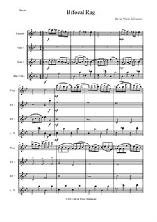 Bifocal Rag: For high flute quartet (1 piccolo, 2 flutes, 1 alto flute) by David W Solomons