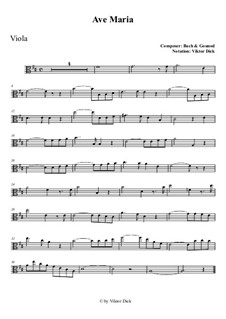 Ave Maria (Instrumental Version – One Instrument): For viola by Johann Sebastian Bach, Charles Gounod
