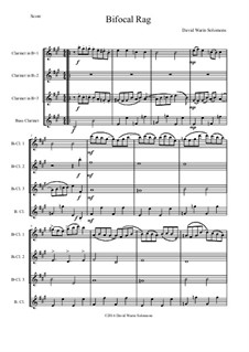 Bifocal Rag: For clarinet quartet (3 B-flats and 1 Bass) by David W Solomons