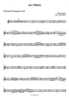Ave Maria (Instrumental Version – One Instrument): For trumpet in B by Johann Sebastian Bach, Charles Gounod