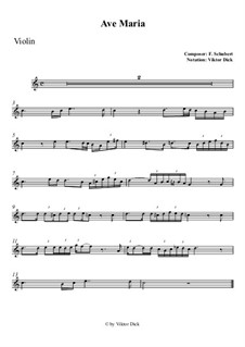 One instrument version: For violin by Franz Schubert