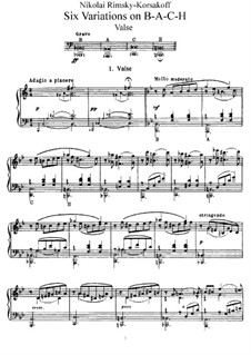 Six Variations on the Theme BACH, Op.10: For piano by Nikolai Rimsky-Korsakov