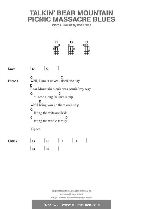 Talkin' Bear Mountain Picnic Massacre Blues: Lyrics and chords by Bob Dylan