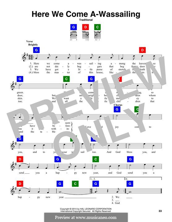 Here we Come a-Wassailing (Printable Scores) by folklore on MusicaNeo