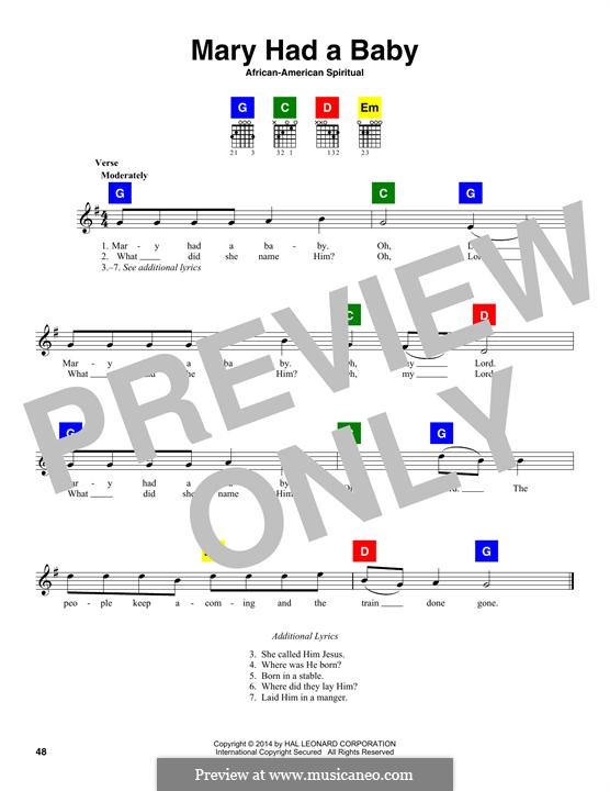 Mary Had a Baby: Lyrics and chords by folklore