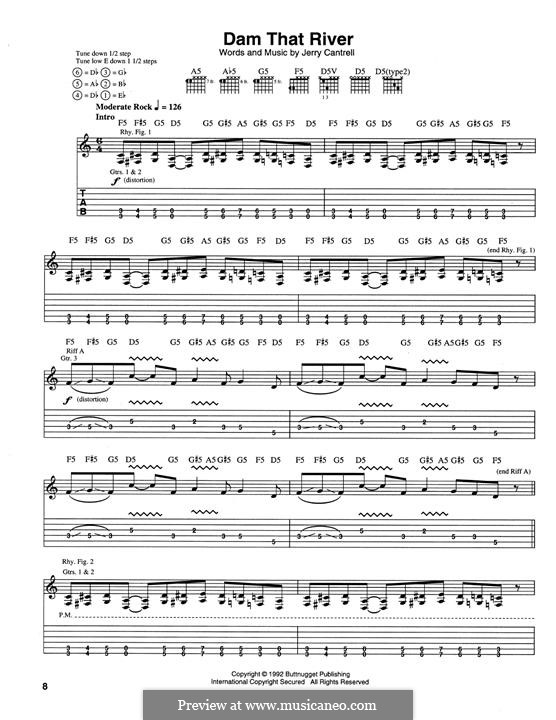 Dam That River (Alice in Chains): For guitar with tab by Jerry Cantrell