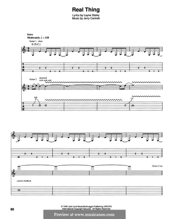 Real Thing (Alice in Chains): For guitar with tab by Jerry Cantrell