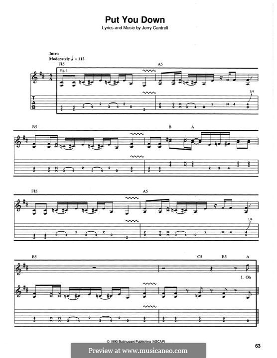 Put You Down (Alice in Chains): For guitar with tab by Jerry Cantrell