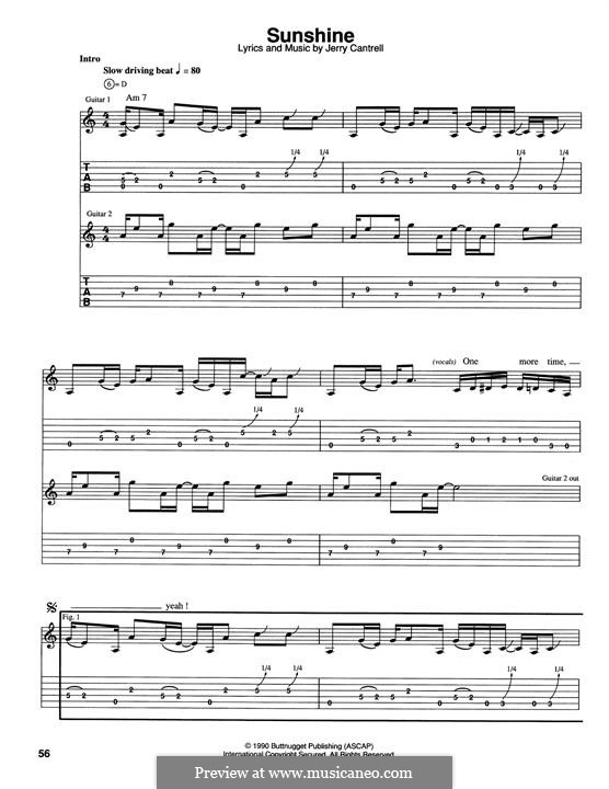 Sunshine (Alice in Chains): For guitar with tab by Jerry Cantrell