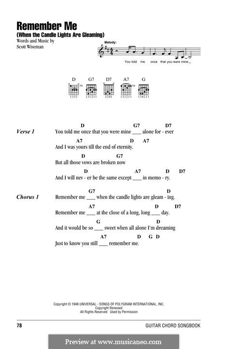 Remember Me (When the Candle Lights are Gleaming): Lyrics and chords by Scott Wiseman