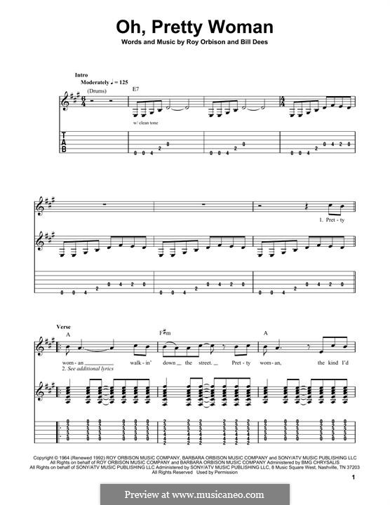 Oh, Pretty Woman: For guitar with tab by Bill Dees, Roy Orbison