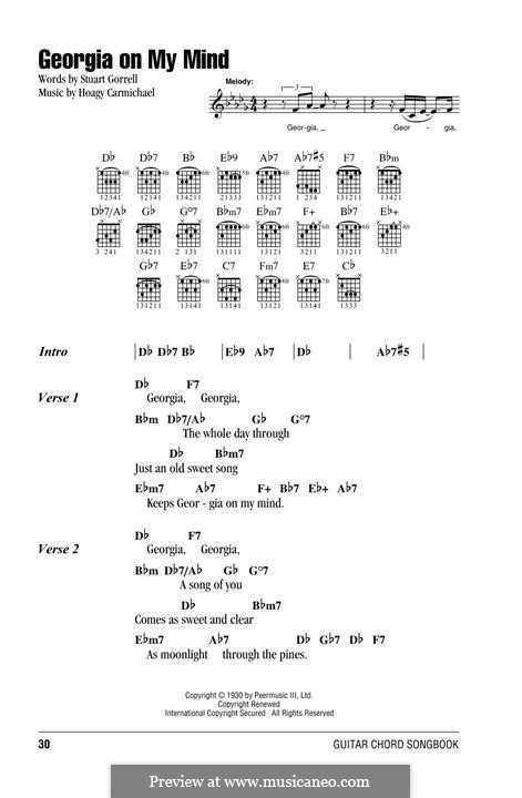 Georgia on My Mind: Lyrics and chords by Hoagy Carmichael