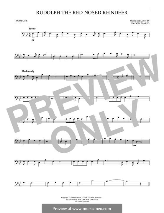 Rudolph the Red-Nosed Reindeer: For trombone by Johnny Marks