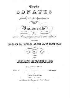 Three Sonatas for Cello and Basso Continuo, Op.43: Full score by Bernhard Romberg