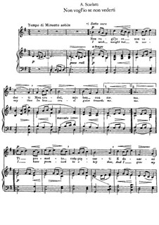 Non vogl'io se non vederti: Piano-vocal score by Alessandro Scarlatti