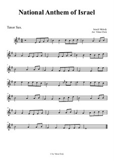 Hatikvah (With Hope): For tenor saxophone by folklore