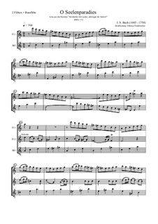 Erschallet, ihr Lieder, erklinget, ihr Saiten!, BWV 172: Nr.4 O Seelenparadies, für Flöten by Johann Sebastian Bach