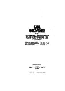 Piano Quintet No.2 in C Sharp Minor, Op.54: Full score by Karl Goldmark