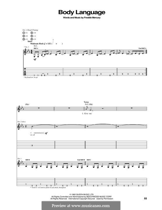 Body Language (Queen): For guitar with tab by Freddie Mercury