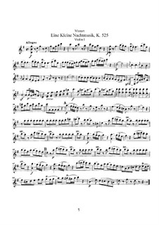 Complete Movements: Violin I part by Wolfgang Amadeus Mozart