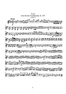 Complete Movements: Violin II part by Wolfgang Amadeus Mozart
