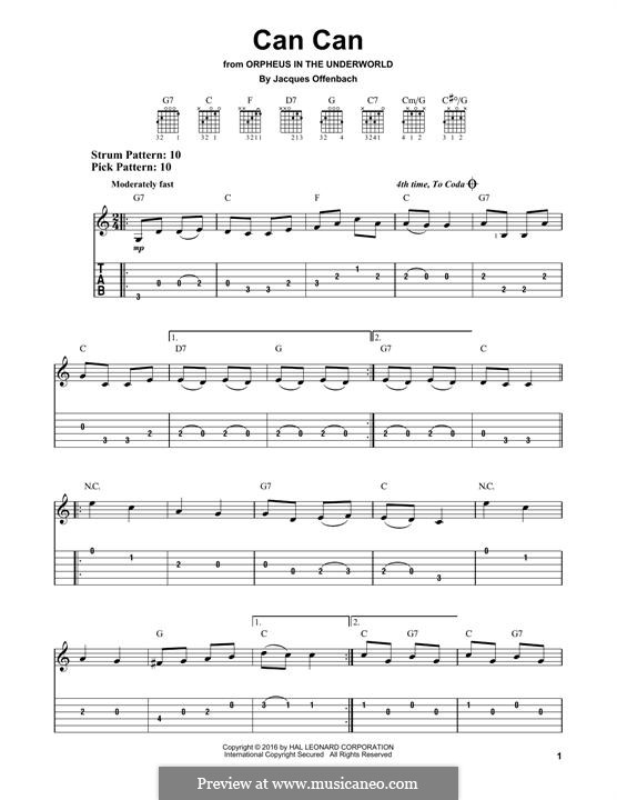 Can-Can (Printable Scores): For guitar by Jacques Offenbach