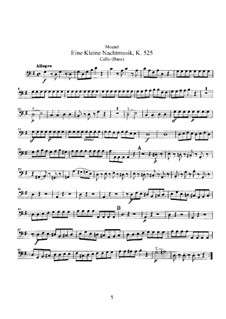 Complete Movements: Cello or double bass part by Wolfgang Amadeus Mozart