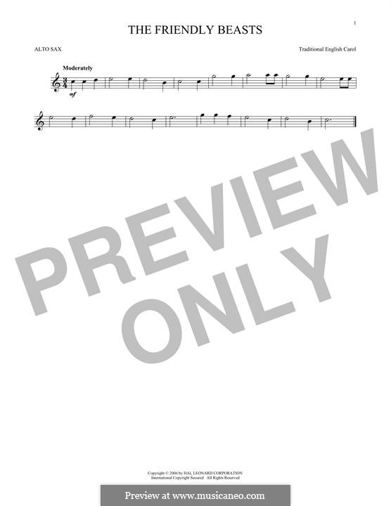 The Friendly Beasts: For alto saxophone by folklore