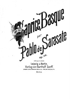 Caprice Basque, Op.24: Score for two performers, solo part by Pablo de Sarasate