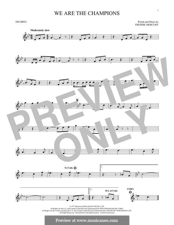 We are the Champions (Queen): For trumpet by Freddie Mercury