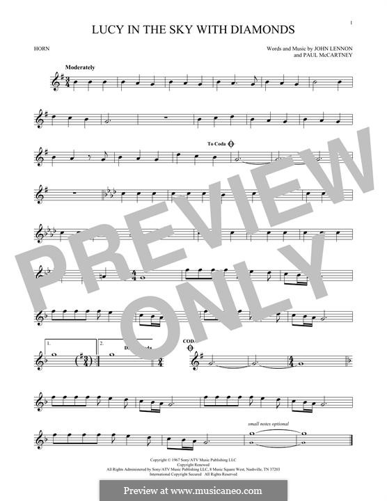 Lucy in the Sky with Diamonds (The Beatles): For horn by John Lennon, Paul McCartney