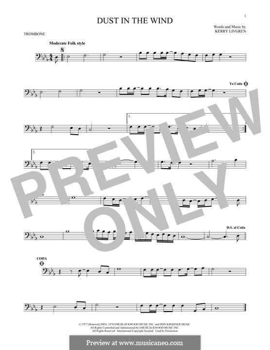 Dust in the Wind (Kansas): For trombone by Kerry Livgren