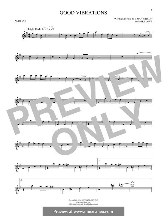 Good Vibrations (The Beach Boys): For alto saxophone by Brian Wilson, Mike Love