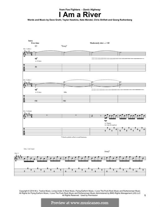 I Am A River (Foo Fighters): For guitar with tab by Christopher Shiflett, David Grohl, Nate Mendel, Pat Smear, Taylor Hawkins