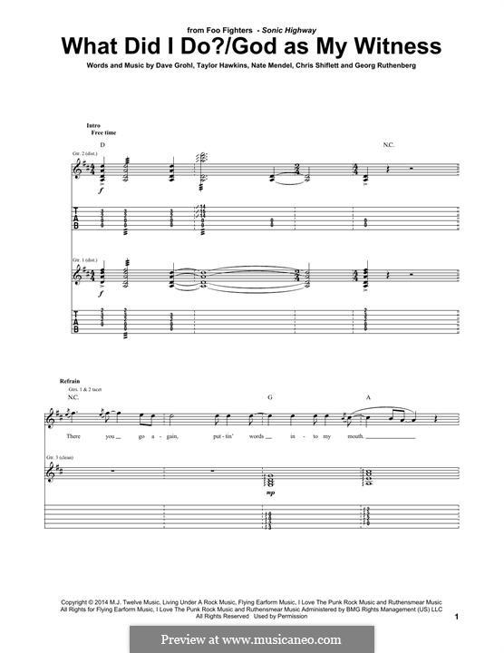 What Did I Do?/God as My Witness (Foo Fighters): For guitar with tab by Christopher Shiflett, David Grohl, Nate Mendel, Pat Smear, Taylor Hawkins