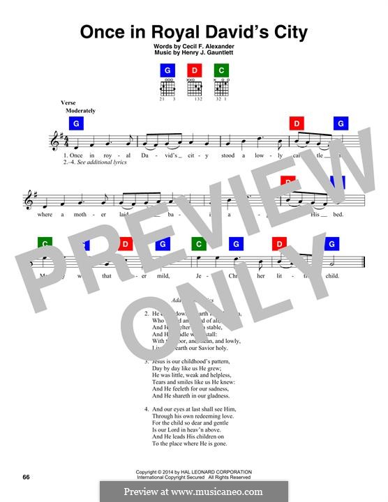 Once in Royal David's City (Printable scores): Lyrics and chords by Henry John Gauntlett