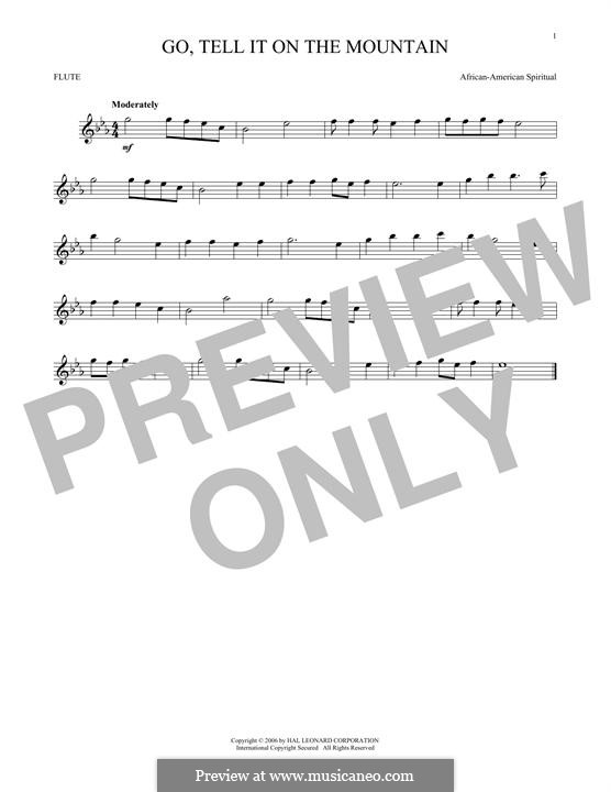 Go, Tell it on the Mountain (Printable Scores): For flute by folklore