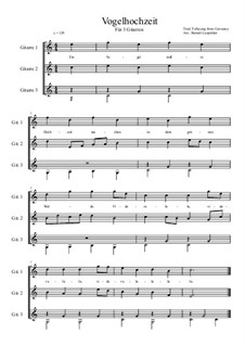 Vogelhochzeit: For three guitars (C Major) by folklore