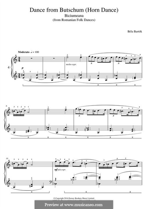 Romanian Folk Dances, Sz.56: No.4 Dance from Butschum by Béla Bartók