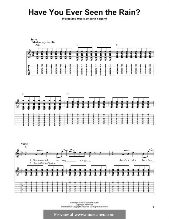 Have You Ever Seen the Rain? (Creedence Clearwater Revival): For guitar with tab by John C. Fogerty