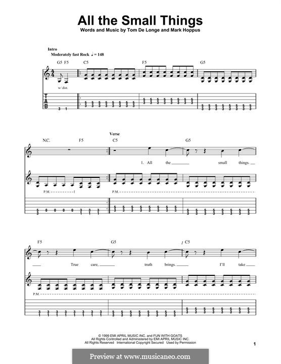 All the Small Things (Blink-182): For guitar with tab by Mark Hoppus, Tom DeLonge